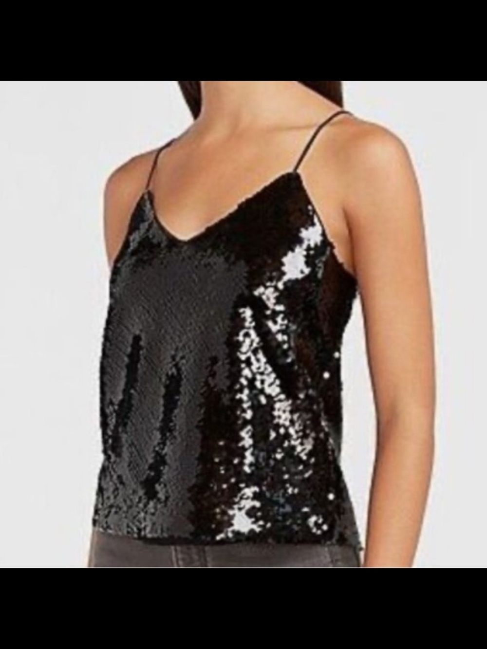 Express Black Sequin V-Neck Camisole